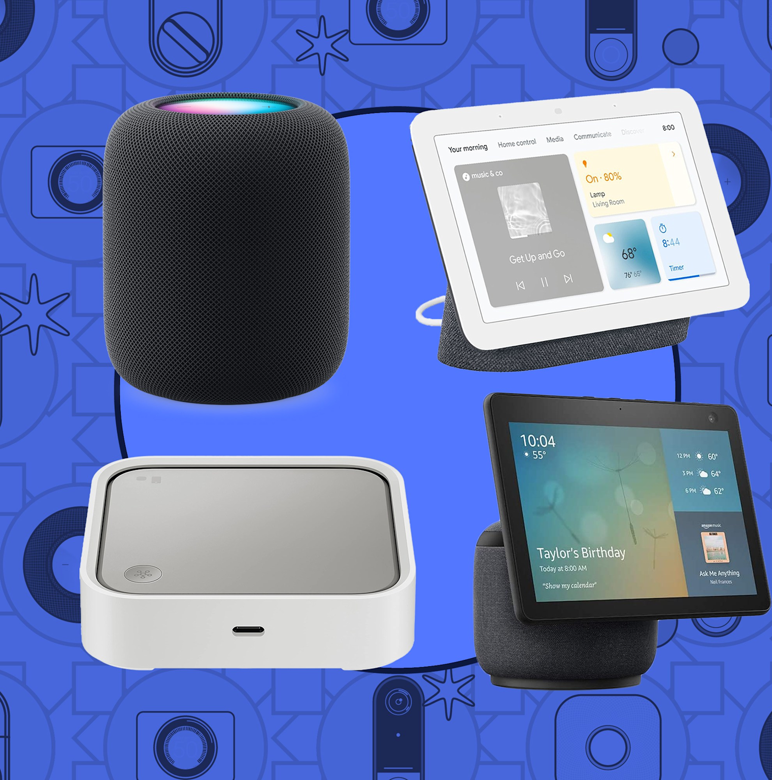 Common smart home AI voice assistants from Apple and Google used for home automation and AI interaction